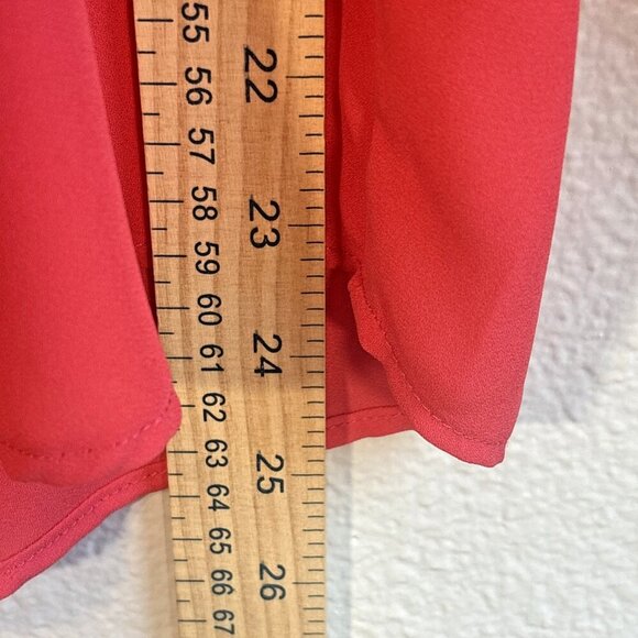 Zara Basic Salmon Pink Blouse Split V Neck Semi Sheer Chiffon Women M Career - Picture 6 of 6